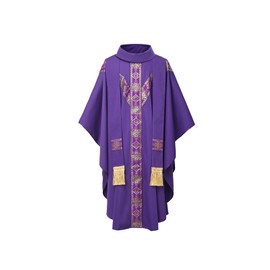 ANDHOM Clergy Elegance Church Vestments for Catholic Priests Chasuble Mass Apparel and Round Collar Robe With Pastor Stole