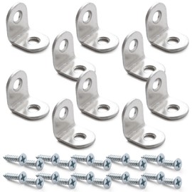 Pstyle. PST-030 L-Shaped Hardware Shelf Brackets Angle Stays Set of 10 with Screws (Silver 0.8 x 0.8 inches (20 x 20 mm)