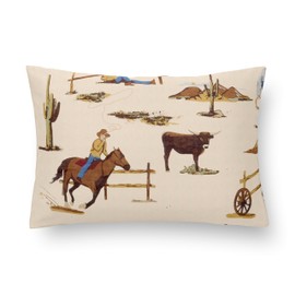 Sweet Jojo Designs Tan Brown Western Cowboy Boy Mini Pillow with Pillowcase Toddler Neck Airplane Travel Essentials Small 12 x 8 in. Must Haves Tiny Sleeping Pets Kids Bed Wild West Horse Cow Animal