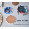 Absorbent Ceramic Drink Coaster Set of 6 Cork Backing with