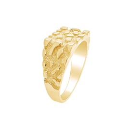 Rectangular Nugget Wedding Band Ring For Mens In 14k Yellow Gold Over Sterling Silver Ring Size-10