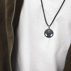 DAYLINLOVE Christian Necklace for Men 925 Sterling Silver Gym Dumbbell Pendant Necklace Christian Gym Jewellery Gifts for Men Women Gym Lover