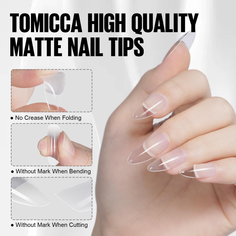 TOMICCA Nail Tips for Gel Nails with Nail Glue Set,
