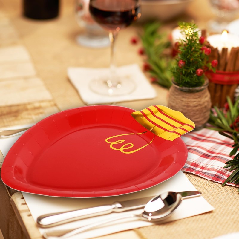 40 Pcs Christmas Paper Plate Disposable Plates Boho Gold Foil