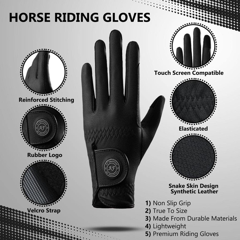 AF EQUESTRIAN Ladies Horse Riding Gloves Equestrian Premium Synthetic Leather