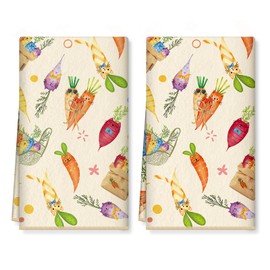 Arquiel Cute Funny Microfiber Kitchen Towel 2Pcs, 40 × 60 cm Soft Absorbent Hand Towel Dish Towel, Thick Dish Cloth Tea Towel for Kitchen,Anniversary,Wedding,Decoration