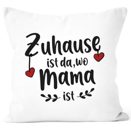 SpecialMe® Cushion Cover "Zuhause ist da, wo Mama ist ist", Gift for Mum, Mother's Day, Christmas, Birthday, White, 40 cm x 40 cm