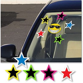 Multi Colored Windshield Adhesive Star Decal Stickers DEALERSHIP ADVERTISMENT Colored (Pink and Black)