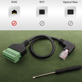RUNCCI-YUN RJ45 Male to 8 Pins Screw Terminal Block Adapter, RJ45 Crystal Plug Cable to 8 Pins, RJ45 Male to 8P 8C 8Pin Ethernet Connector for CCTV DVR Cat6 Cat5 (30 cm Right Bend)