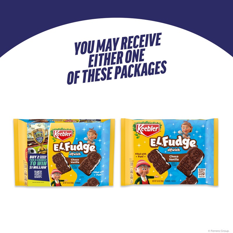 Keebler E.L. Fudge Elfwich Cookies, chocolate-y and vanilla flavor Sandwich