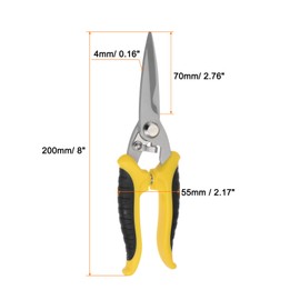 HARFINGTON Industrial Scissors 8 Inch Stainless Steel Shears Blades with Black Yellow Handle for Cutting Thin Metal Copper Sheets