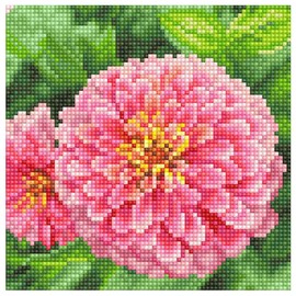 Diamond Art By Leisure Arts Zinnia, 8"X8", Beginner Diamond Painting Kits for Adults - Diamond Art Kits a Relaxing Creative Craft Kit with Gems