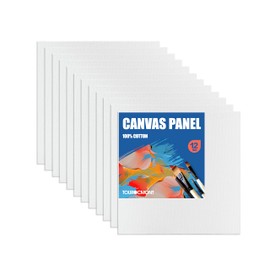 Canvas 10 x 10 cm Set of 12 Painting Cardboard Made of 100% Cotton Leiwandbrett Acid-Free for Acrylic Painting, Oil Painting, Gouache, Watercolour