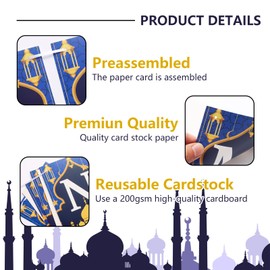 Ramadan Mubarak Decorations, Ramadan Mubarak Banner for Home Hanging, Gold and Blue Eid Decoration Bunting Banners for Ramadan Kareem Party Decoration Supplies