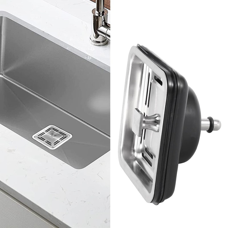 Qezodsx Stainless Steel Square Sink Strainer Plug Kitchen Sink Drain