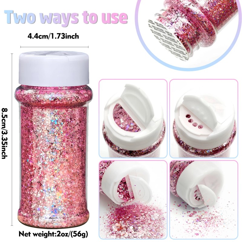 s 12 Pcs 2oz White Jar 5D Cat Glitter Sparkly