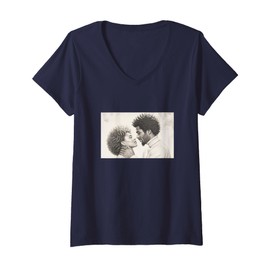 Womens Black Love - 70s 80s 90s Melanin Tee Soul & Afro Glory V-Neck T-Shirt