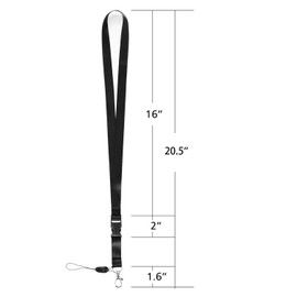5 Pack Neck Lanyards with Detachable Buckle for Mobile Cell Phones, Music Devices, USB Flash Drives, Keys, ID Card (Black)