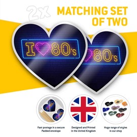 2 x Heart Stickers 7.5 cm - I Love 80's Neon Sign Effect Laptop Tablet Luggage Scrapbook #21713