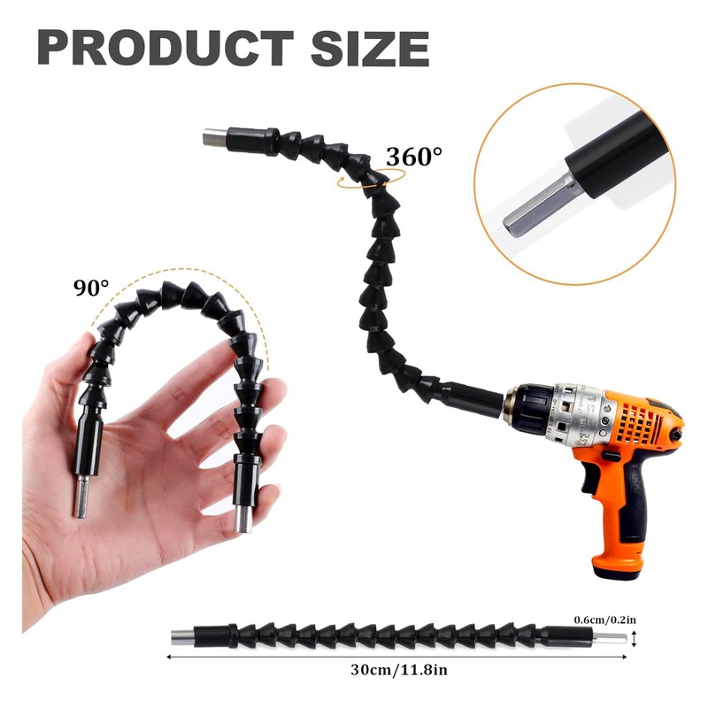 17Pcs Flexible Drill Bit Extension Right Angle Drill Attachment Set,