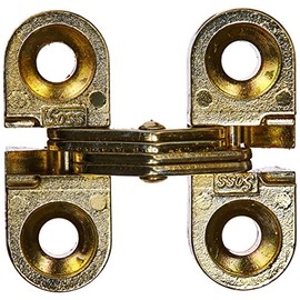 SOSS - 100CUS4 Mortise Mount Invisible Hinges with 4 Holes, Zinc, Satin Brass Finish, 1" Leaf Height, 3/8" Leaf Width, 15/32" Leaf Thickness, 5 x 3/4" Screw Size (1 Pair)