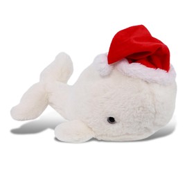 DolliBu Santa Large White Whale Stuffed Animal Plush Toy - Super Soft Sea Animal Dress Up with Red Santa Claus Hat, Ocean Life Whale Gift, Holiday Chirstmas Gift with Name Personalization - 13 Inches