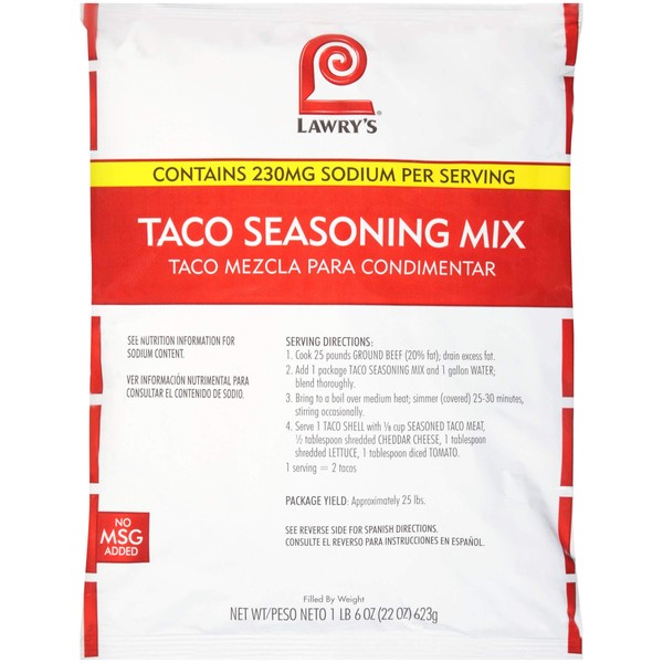 Lawrys Taco Seasonings - 22 oz. container, 6 per case