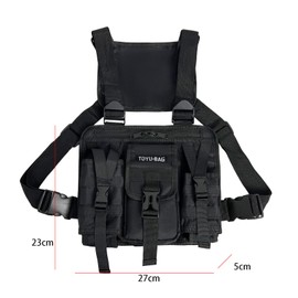 Fesatccoz Tactical Chest Bag for Men, Robust Chest Rig Bag with Adjustable Straps, Multiple Compartments Chest Rig Bag for Outdoor Camping Fishing and Travel, black, Fashion