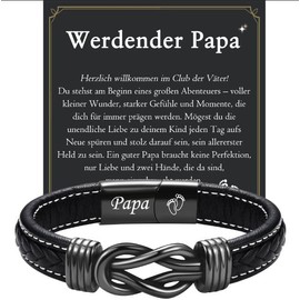 wynn's Werdender Papa Geschenk, Lederarmband mit Gravur für Werdender Papa, Du Wirst Papa Geschenke Beste Geschenk für Papa zum Vatertag Geburtstag Weihnachten