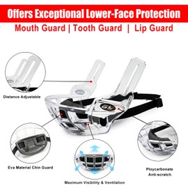 GY Hockey Lower Face Shield Cage – Adult Ice Hockey Half Cage Protects Lips & Teeth – Lightweight & Breathable – Includes Chin Cup, Fits Most Helmets