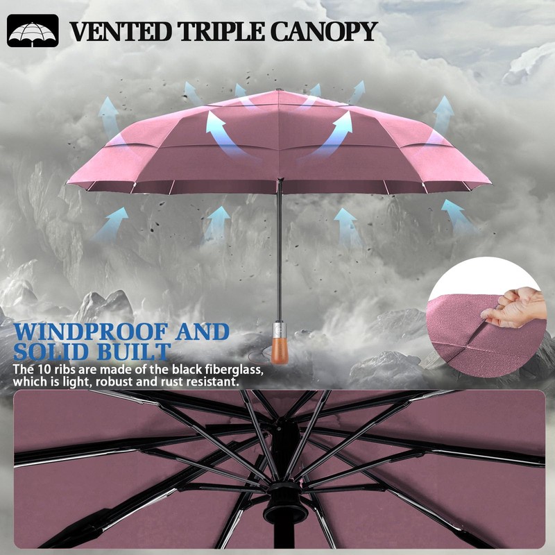 LFLFWY Compact Travel Umbrella Windproof Strong - Large Light Automatic