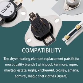 3387134 Dryer Thermostat 3977393 & 3392519 Thermal Fuse 3977767 high-Limit Thermostat Compatible with Whirlpool Kenmore Maytag Dryers