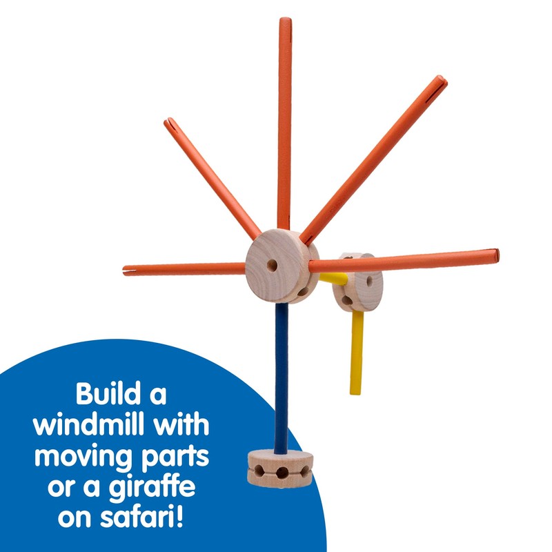 Schylling MKT Super Makit Classic Wood Construction Toy, 3+ years,