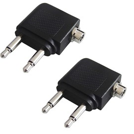 F-Factory PLG-2PMP-2P Airplane Earphone Jack Conversion Adapter, 3.5mm Dual Jack Conversion Adapter, Stereo Mini Conversion Connector, Airplane Earphone Plug Conversion Plug, Pack of 2