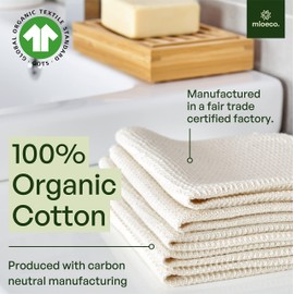 mioeco 20 Pack Reusable Paper Towels Super Absorbent - Washable - Nature Friendly Paper Towels - Organic Cotton Bamboo Alternative - Thick, Strong, Paperless Kitchen Dish Cloths - Dish Towels