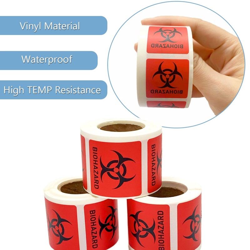 Biohazard Danger Safety Warning Label - 4"x 4" Waterproof Self