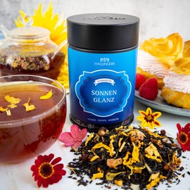 Hallingers Sonnenglanz – Loose Black Tea with Mango, Papaya & Raspberry (Tin) – Gift in Summer & as a Perfect Barbecue Gift | Birthday Congratulations Recovery Thank You Friendship