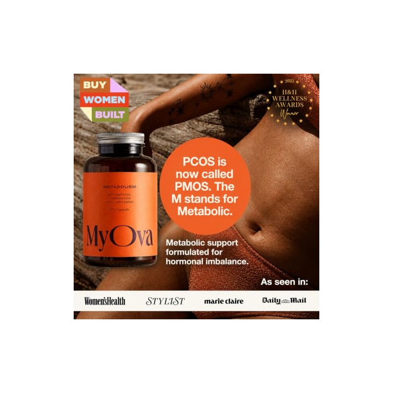 MyOva Metabolism, PMOS/PCOS Supplement, with Vitamin B6, (30-Day)