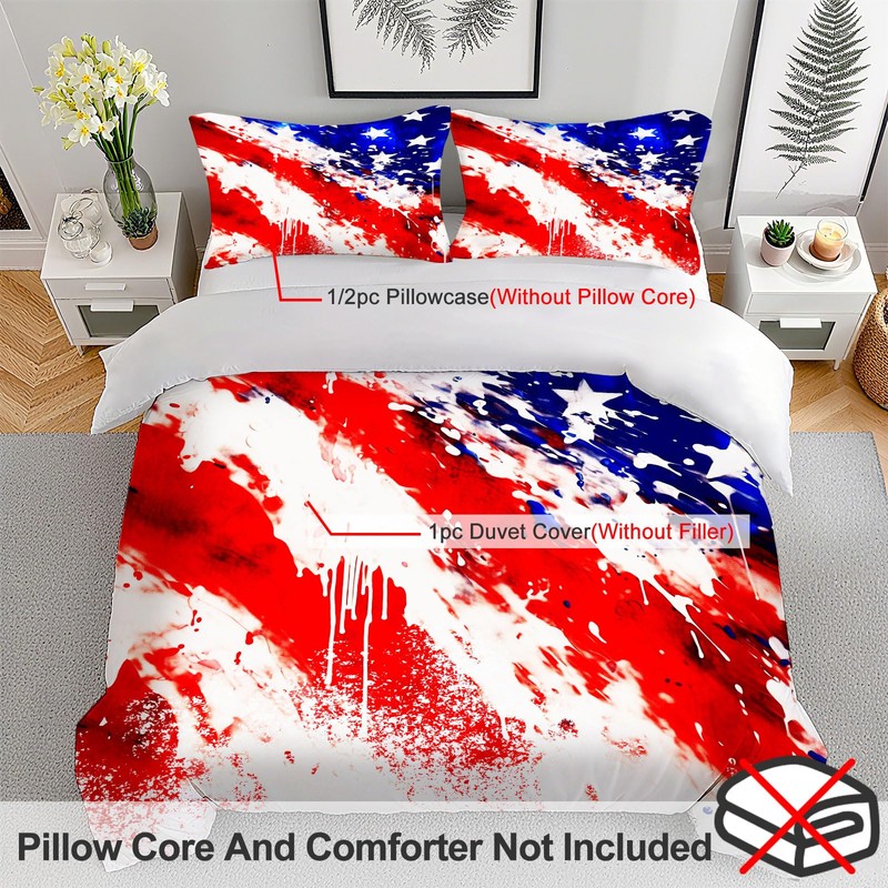 Yopiiefa American Flag Bedding Set 3 Pieces Soft Comforter Cover