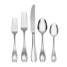 Oneida Silverware Set For 8, Voss 45-Piece Everyday Flatware Set with Serving Utensils, Service For 8, 18/0 Stainless Steel, Mirror Finish, Dishwasher Safe, Knives Spoons and Forks (Silver, 45 Pieces)
