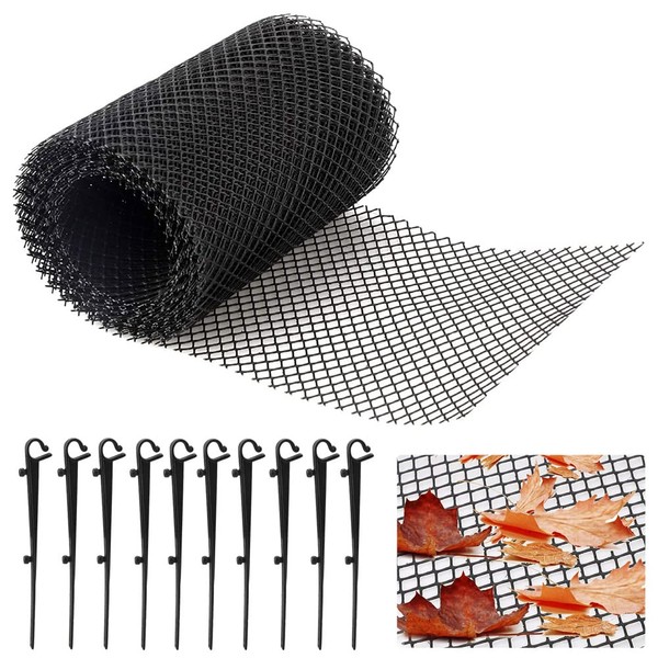 YONGORHEX 6mx155mm Mesh Gutter Guard Leaf Plastic Gutter Guard Mesh Gutter Mesh Guard Covers Debris Clog Protection Netting DIY Gutter Protection with Fixing Clips Prevent Drain & Guttering Blockages