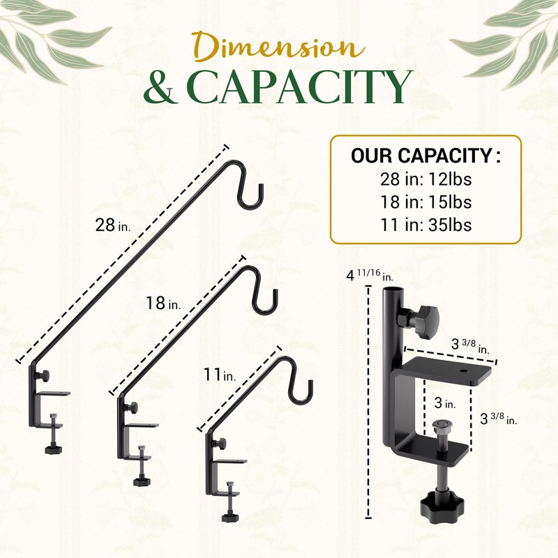 Idzo Deck Bird Feeder Hanger for Railing, 11inch Deck Hook
