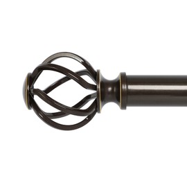 VOIIY Curtain Rods for Windows 48 to 84 Inch(4-7 Feet),3/4" Diameter Bronze Drapery Rods with Twisted Cage Finials,Size:36-88 Inch