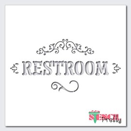 Stencil -Restroom Sign Typography Country Font-XL3 (28" x 13.5")| Ultra Thick Exhibit Grade White Color Material