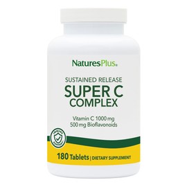 NaturesPlus Super C Complex, Sustained Release - 180 Tablets - 1000mg Vitamin C + 500mg Bioflavonoids - Vegetarian, Gluten Free - 180 Servings