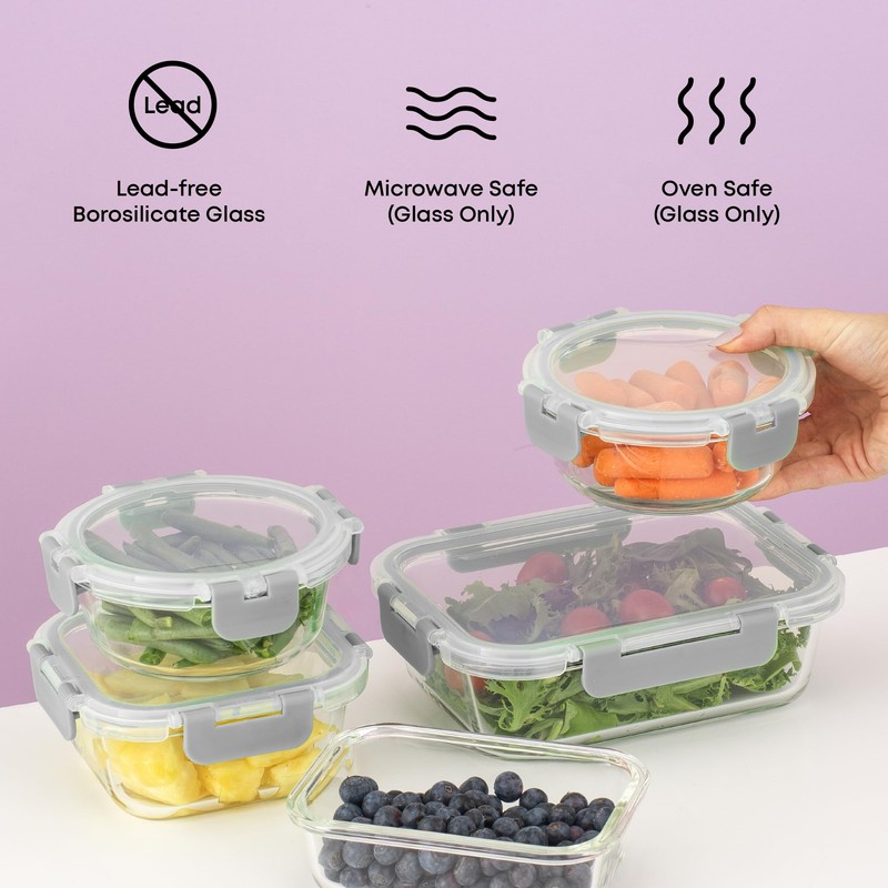 JoyJolt 24pc Borosilicate Glass Storage Containers with Lids | 12