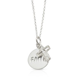 Confirmation Gifts Silver Cross with Faith Round Pendant Religious Gifts
