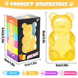 Bear Squishy Toy, Slow Rising Stress Relief Sugar Squeeze Toy for Kids & Adults, High Density Sensory Stress Balls, Stocking Stuffers, Birthday Party Favors, Anxiety Relief Toys for Boys Girls(yellow)
