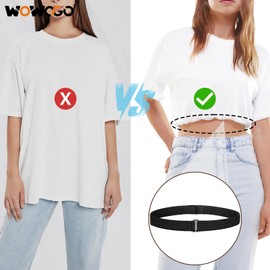 WOWOGO 2 Pack Crop Shirt Tuck Band for Women,Adjustable Elastic Tucky Waist Belt for Tucking Sweater Top