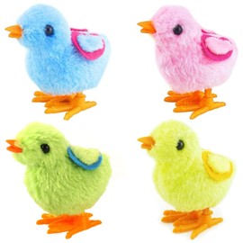 Audaisyly Chick Bunny Wind Up Toys for Kids, 4 PCS Clockwork Novelty Jumping Hopping Toy for Easter Egg Hunt Basket Stocking Party Birthday Gift